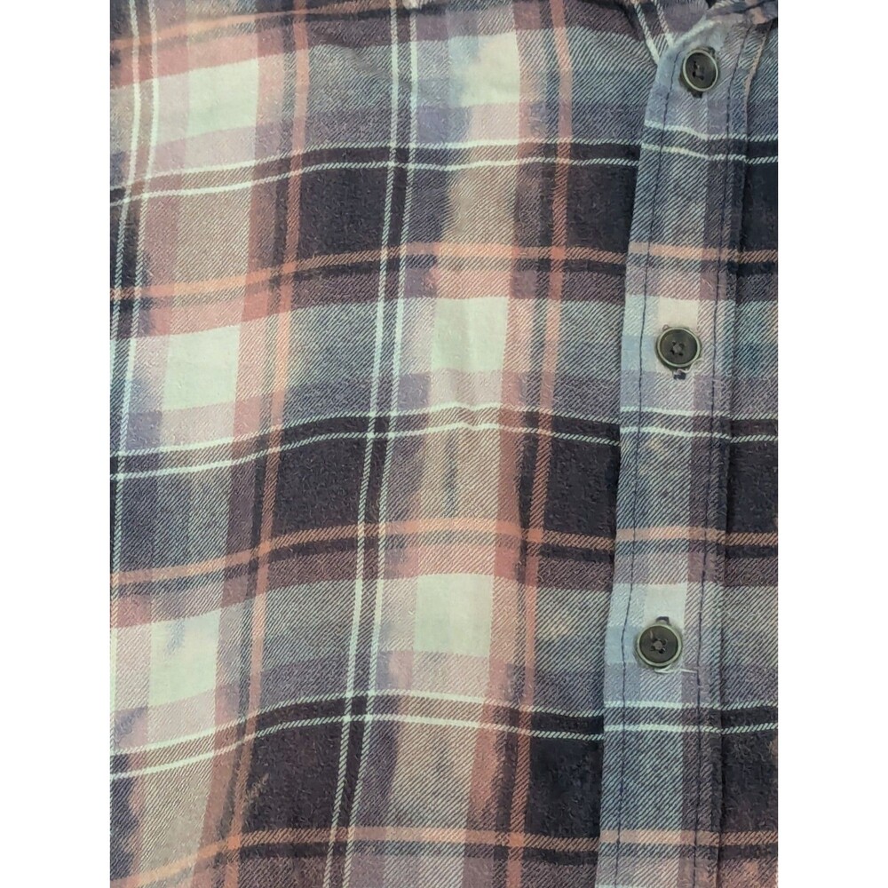 Franklin Flannels Long Sleeve Button Up Shirt Top Size M/L Cabincore Upcycled - Picture 2 of 8